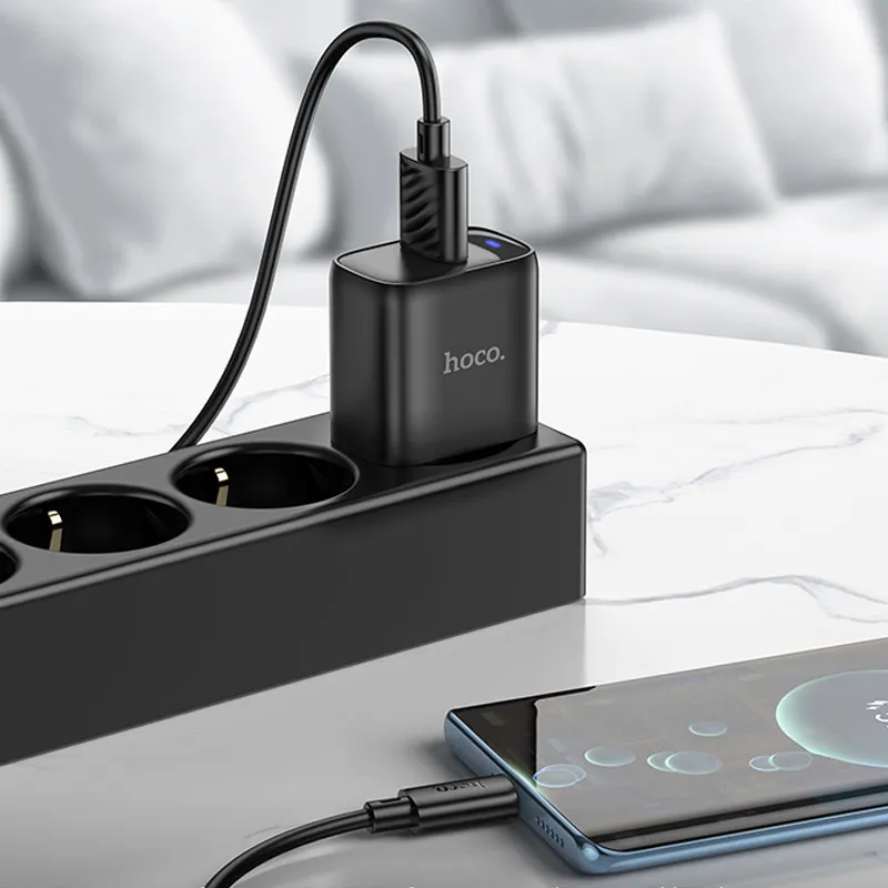 МЗП Hoco C140A Smart QC3.0 18W + кабель USB to Type-C Black — фото 5