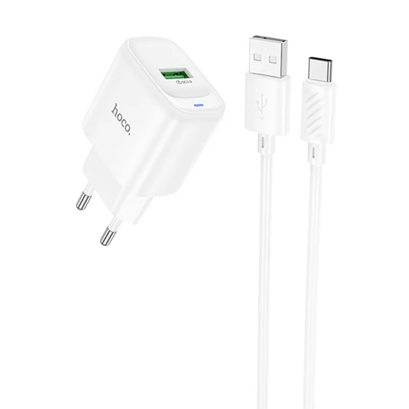 МЗП Hoco C140A Smart QC3.0 18W + кабель USB to Type-C White