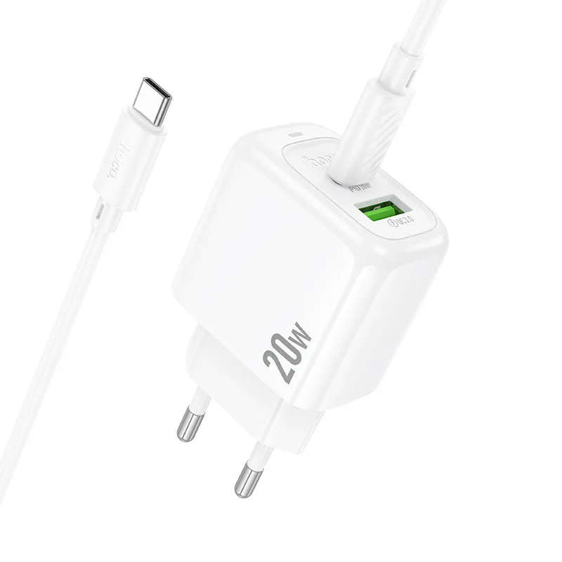 МЗП Hoco CS54A Surplus PD20W+QC3.0 + кабель Type-C to Type-C White — фото 5