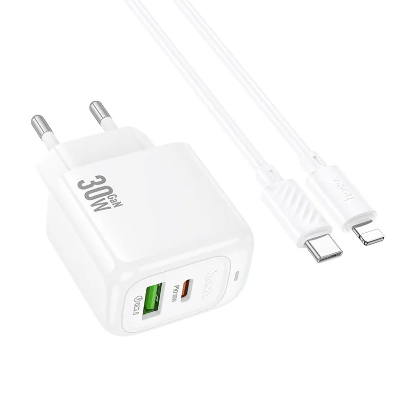 МЗП Hoco CS55A Surplus PD30W+QC3.0 + кабель Type-C to Lightning White — фото 4