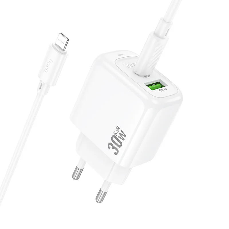 МЗП Hoco CS55A Surplus PD30W+QC3.0 + кабель Type-C to Lightning White — фото 6