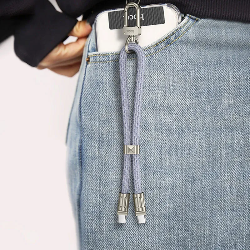 Дата кабель-шнурок Hoco GH5 Elegant Type-C to Type-C Denim Blue — фото 5