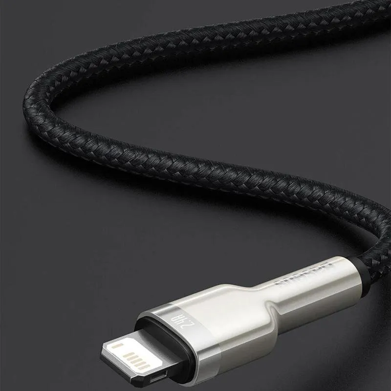 Дата кабель Baseus Cafule Metal USB to Lightning 2.4A Black — фото 3