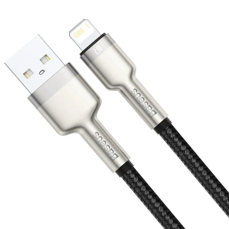 Дата кабель Baseus Cafule Metal USB to Lightning 2.4A Black — фото 4