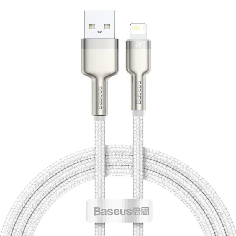 Дата кабель Baseus Cafule Metal USB to Lightning 2.4A White