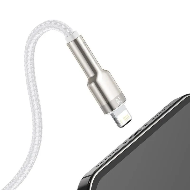 Дата кабель Baseus Cafule Metal USB to Lightning 2.4A White — фото 2