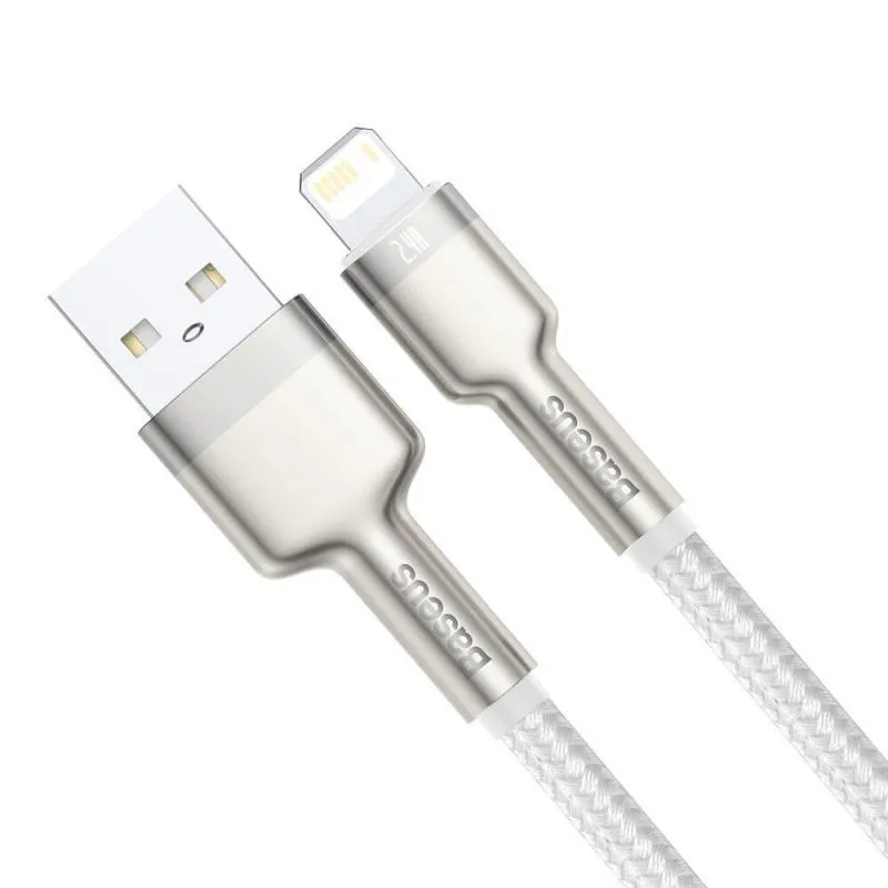 Дата кабель Baseus Cafule Metal USB to Lightning 2.4A White — фото 3