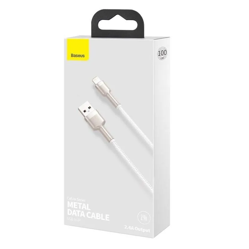 Дата кабель Baseus Cafule Metal USB to Lightning 2.4A White — фото 4