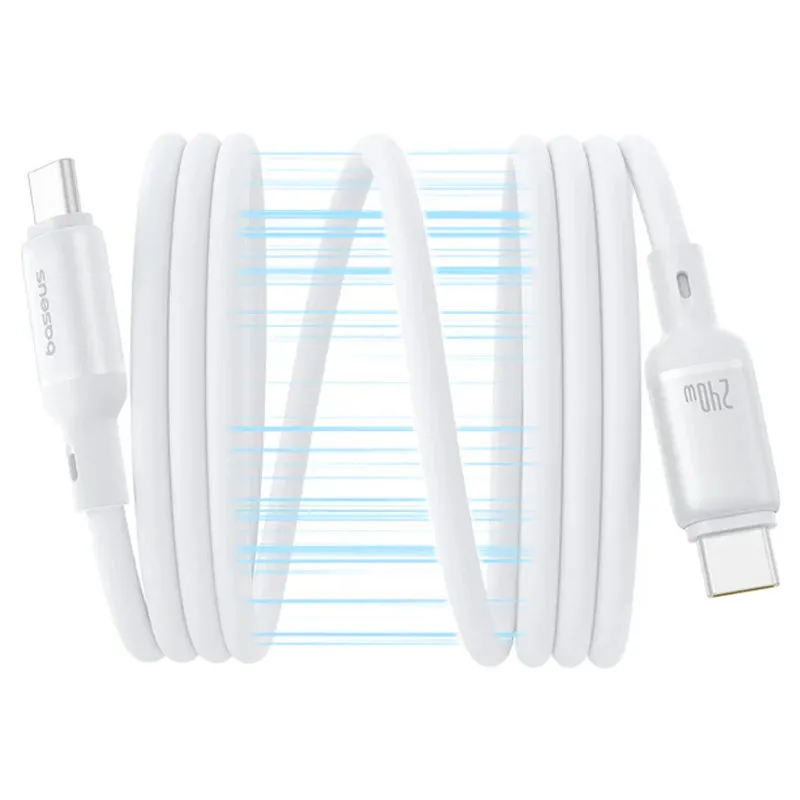 Дата кабель Baseus PicoGo Magnetic Liquid Silicone Type-C to Type-C 240W Moon White — фото 2