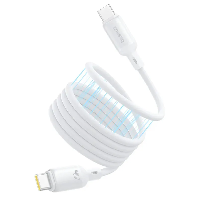 Дата кабель Baseus PicoGo Magnetic Liquid Silicone Type-C to Type-C 240W Moon White — фото 3