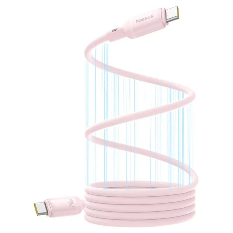 Дата кабель Baseus PicoGo Magnetic Liquid Silicone Type-C to Type-C 240W Baby Pink