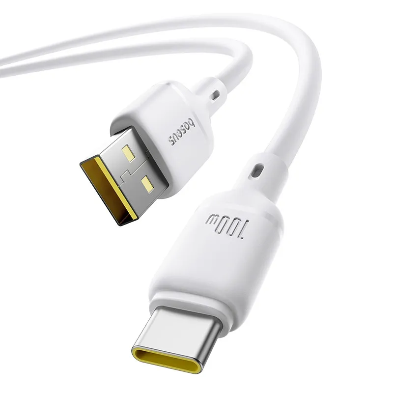Дата кабель Baseus Silky Series OS Fast Charging USB to Type-C 100W Moon White — фото 2