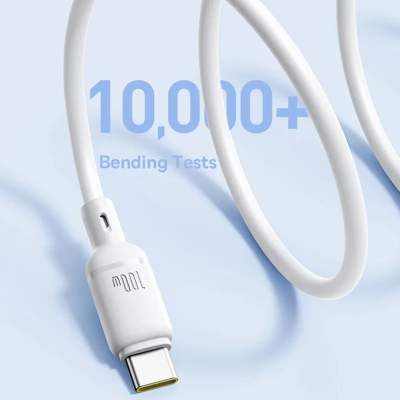Дата кабель Baseus Silky Series OS Fast Charging USB to Type-C 100W Moon White — фото 4
