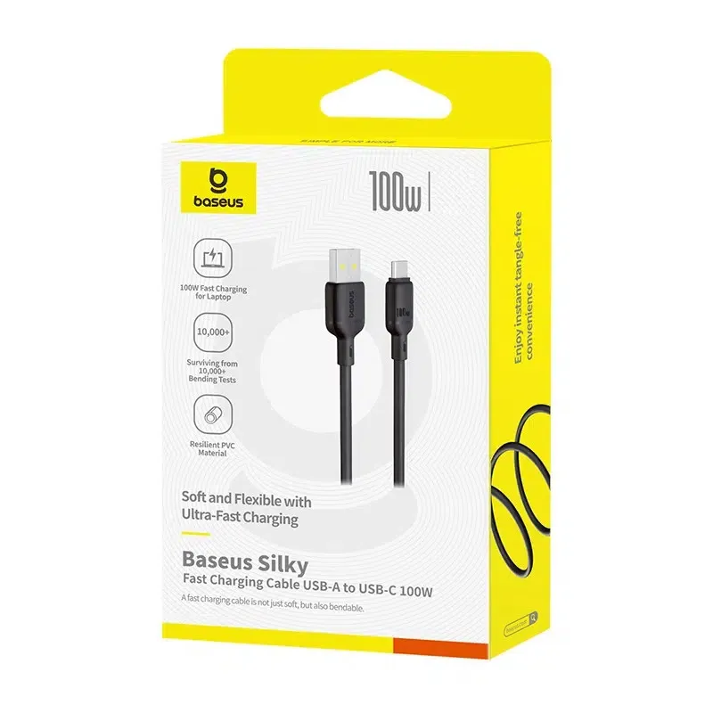 Дата кабель Baseus Silky Series OS Fast Charging USB to Type-C 100W Cluster Black — фото 5