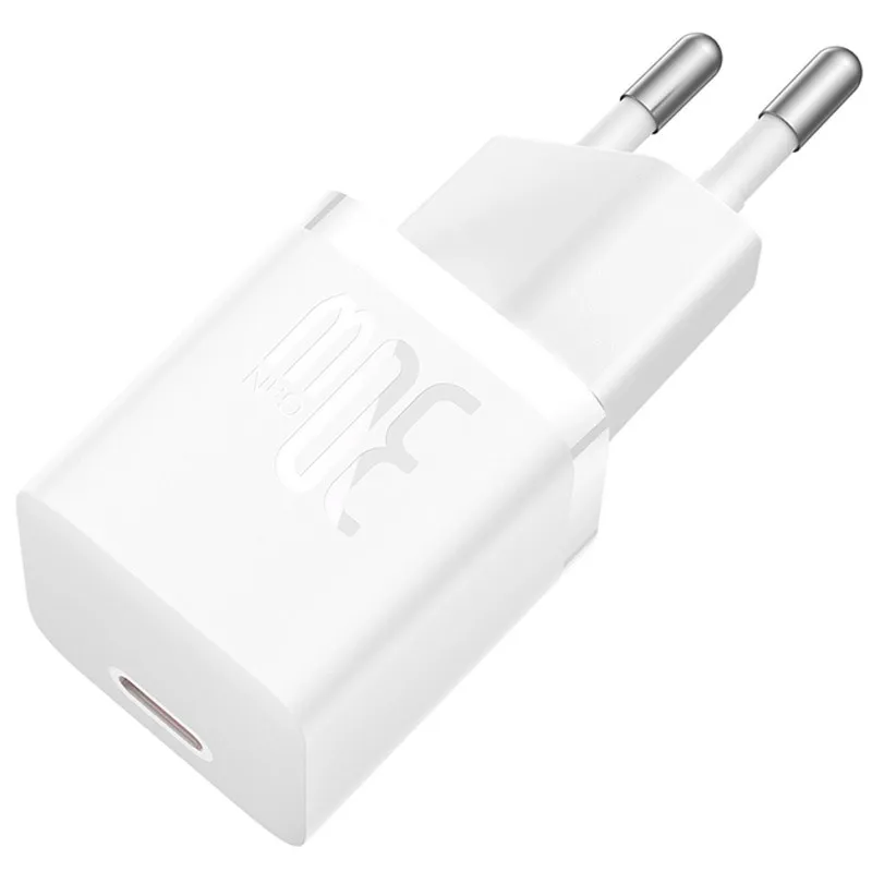 МЗП Baseus GaN5 Fast Charger mini PD30W + кабель Type-C to Type-C Moon White — фото 3