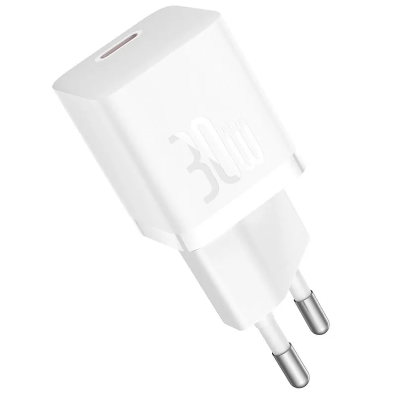 МЗП Baseus GaN5 Fast Charger mini PD30W + кабель Type-C to Type-C Moon White — фото 4