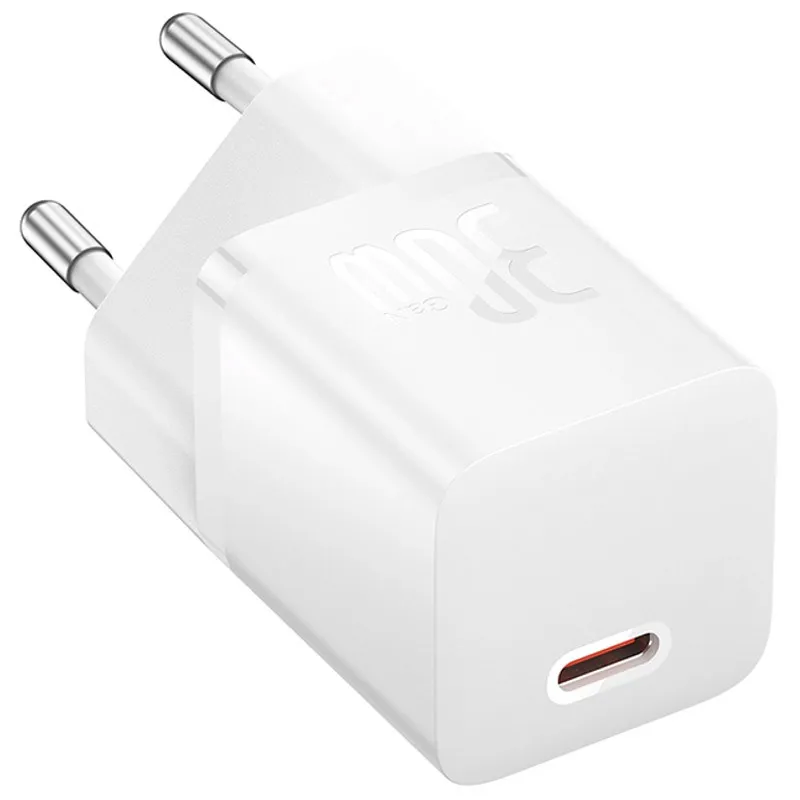 МЗП Baseus GaN5 Fast Charger mini PD30W + кабель Type-C to Type-C Moon White — фото 5
