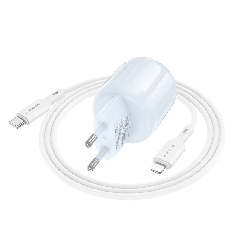 МЗП Borofone BA93A Lustrous PD20W+QC3.0 + кабель Type-C to Lightning Blue — фото 2
