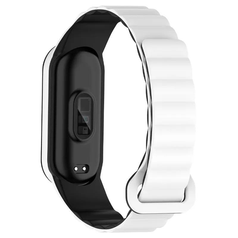 Ремінець Dual-color Magnetic для Xiaomi Mi Band 7/6/5/4/3 White / Black — фото 2