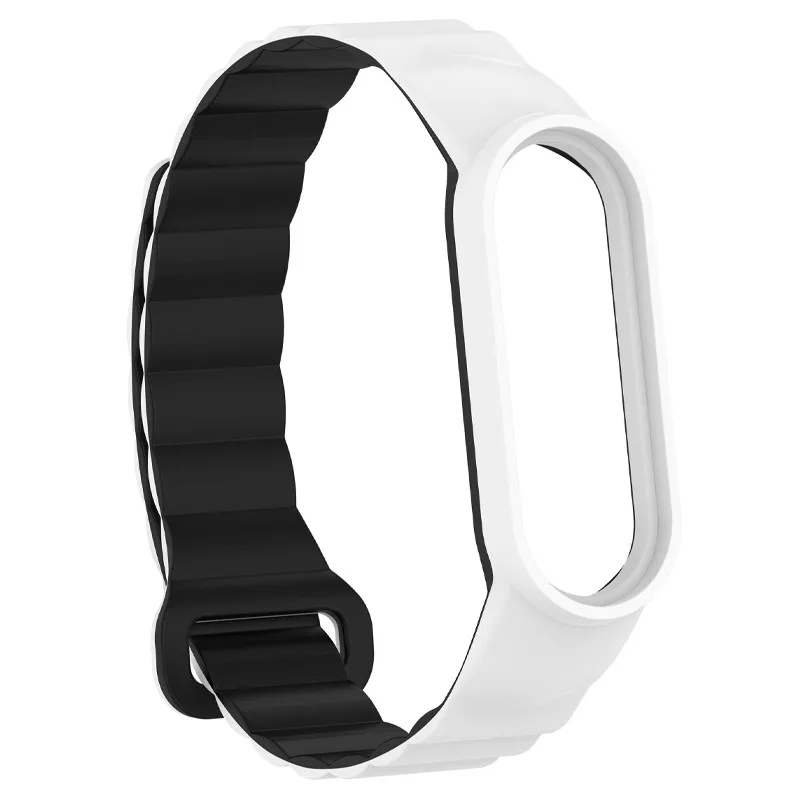 Ремінець Dual-color Magnetic для Xiaomi Mi Band 7/6/5/4/3 White / Black — фото 3