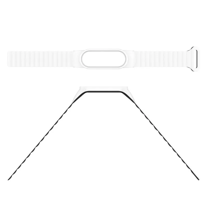 Ремінець Dual-color Magnetic для Xiaomi Mi Band 7/6/5/4/3 White / Black — фото 4