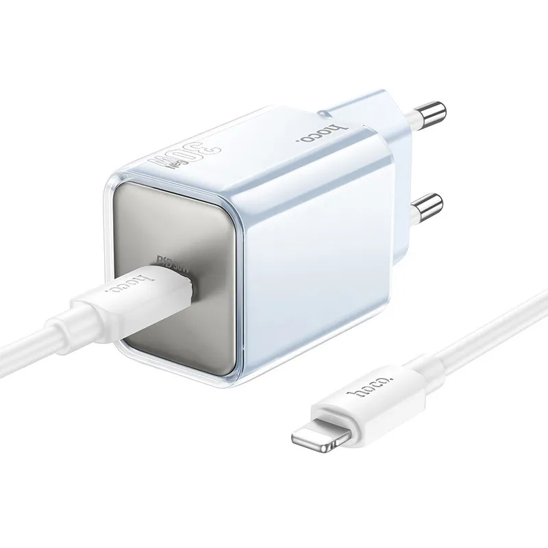 МЗП Hoco N47 Glorious PD30W + кабель Type-C to Lightning Blue
