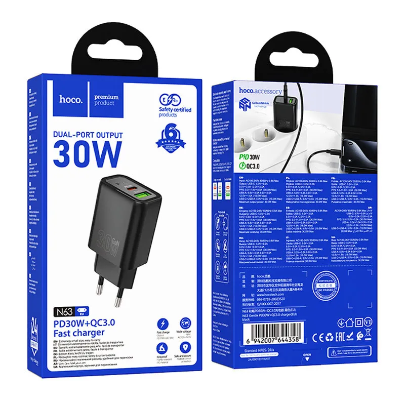 МЗП Hoco N63 Gentle PD30W+QC3.0 Black — фото 4