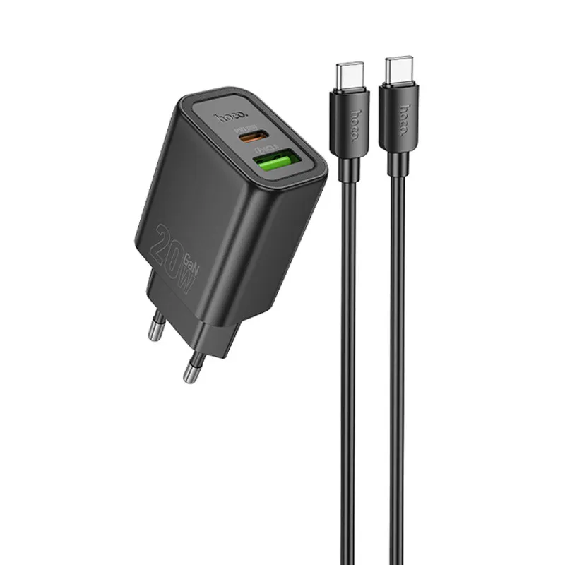 МЗП Hoco N61 Gentle PD20W+QC3.0 + кабель Type-C to Type-C Black