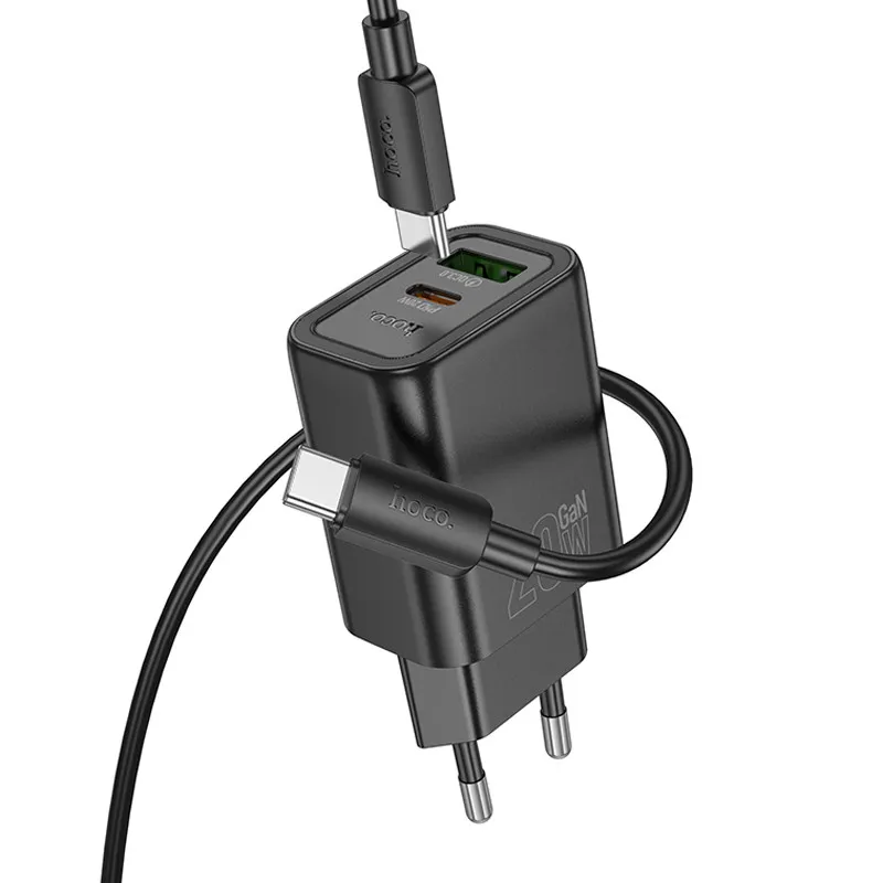 МЗП Hoco N61 Gentle PD20W+QC3.0 + кабель Type-C to Type-C Black — фото 2