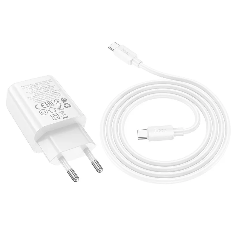 МЗП Hoco N61 Gentle PD20W+QC3.0 + кабель Type-C to Type-C White — фото 2