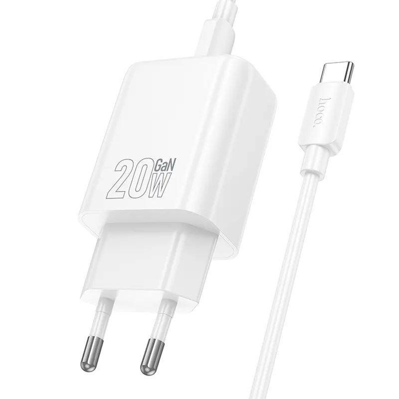 МЗП Hoco N61 Gentle PD20W+QC3.0 + кабель Type-C to Type-C White — фото 3