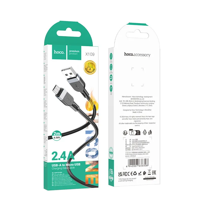Дата кабель Hoco X109 Energy silicone USB to MicroUSB Black — фото 5