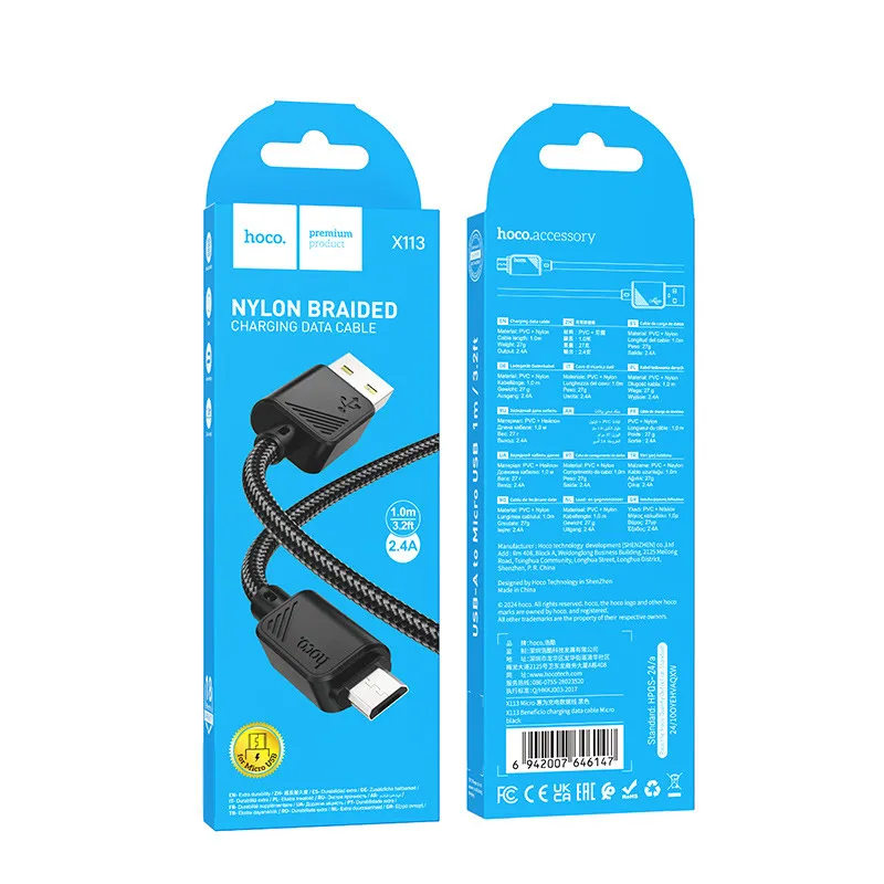 Дата кабель Hoco X113 Beneficio USB to MicroUSB Black — фото 4