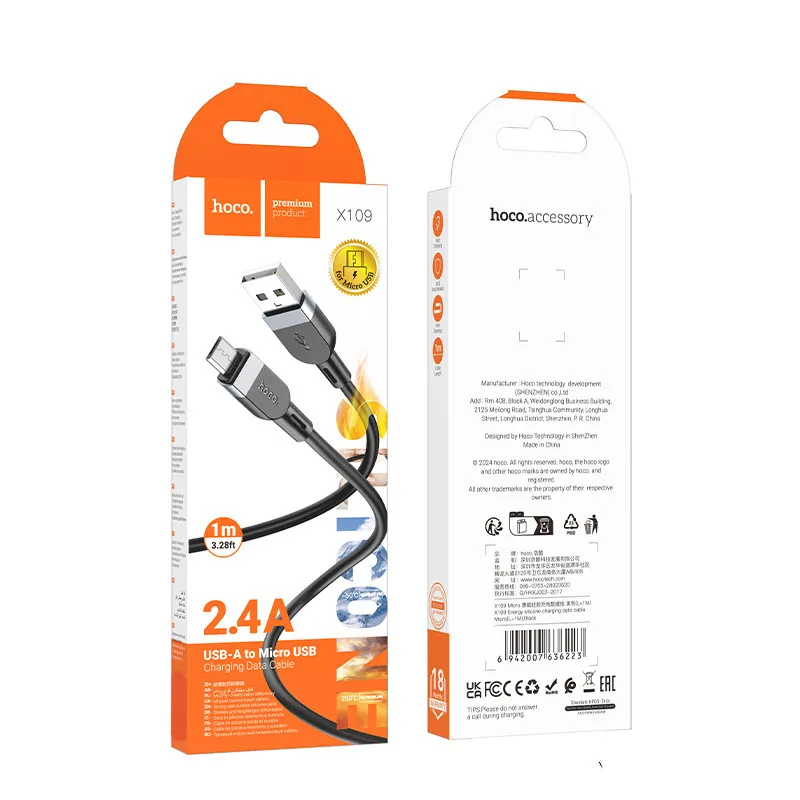Дата кабель Hoco X109 Energy silicone USB to MicroUSB Black — фото 5