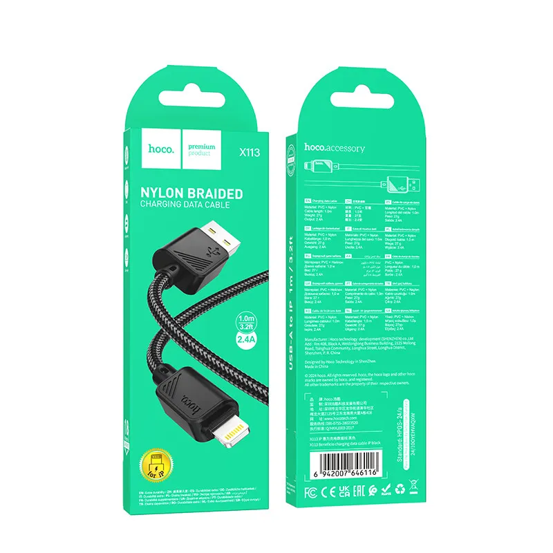 Дата кабель Hoco X113 Beneficio USB to Lightning Black — фото 4