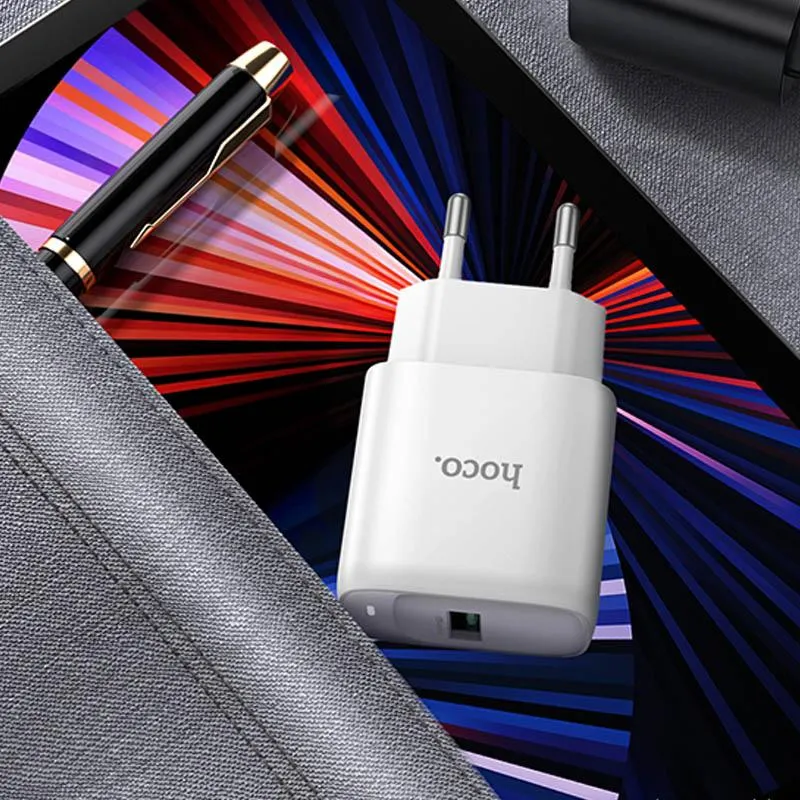 МЗП Hoco C140A Smart QC3.0 18W + кабель USB to MicroUSB White — фото 4