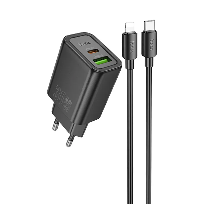 МЗП Hoco N63 Gentle PD30W+QC3.0 + кабель Type-C to Lightning Black