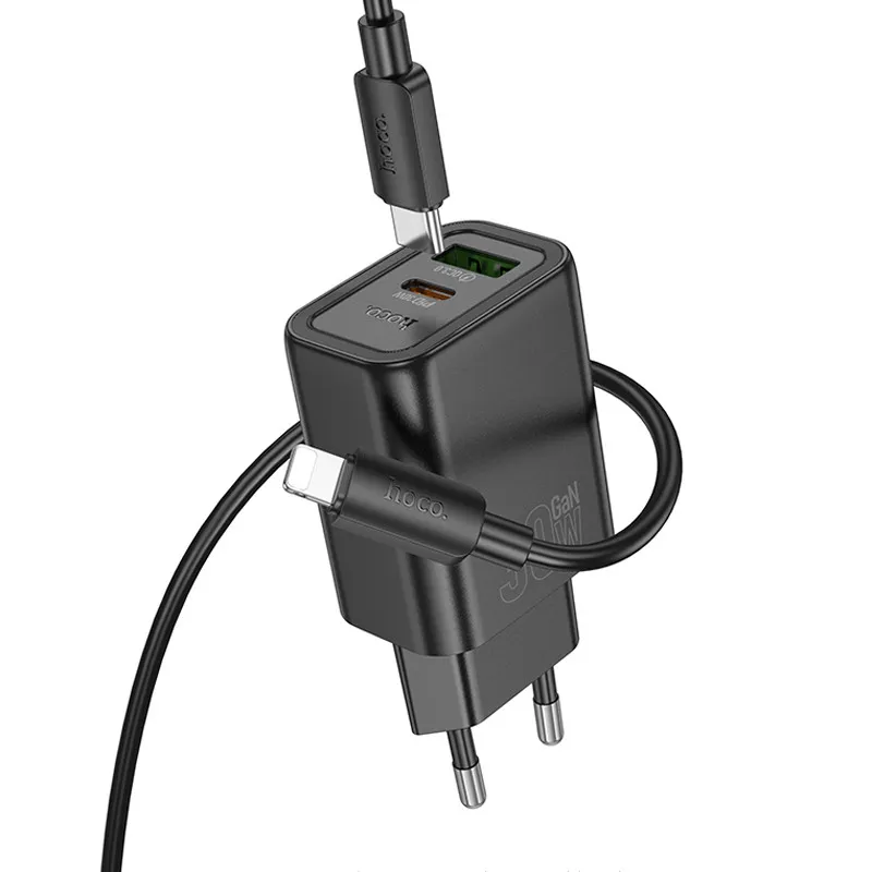 МЗП Hoco N63 Gentle PD30W+QC3.0 + кабель Type-C to Lightning Black — фото 2
