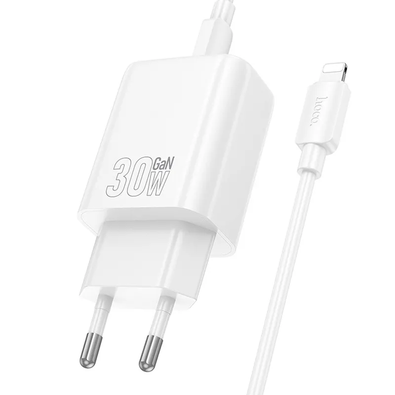 МЗП Hoco N63 Gentle PD30W+QC3.0 + кабель Type-C to Lightning White — фото 3