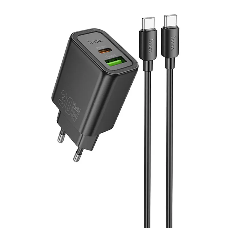 МЗП Hoco N63 Gentle PD30W+QC3.0 + кабель Type-C to Type-C Black