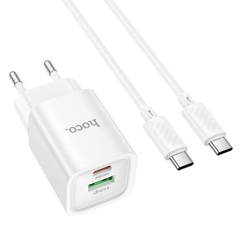 МЗП Hoco C149A Charm PD30W+QC3.0 + кабель Type-C to Type-C White — фото 2