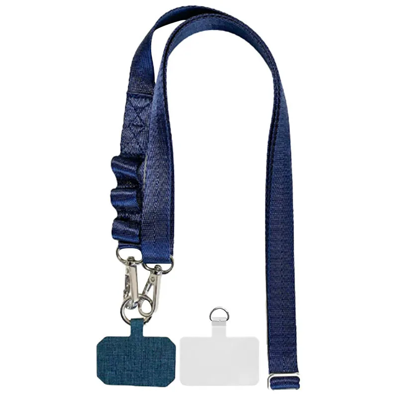Шнурок широкий з двумя креплениями (2см) 140см Dark Blue