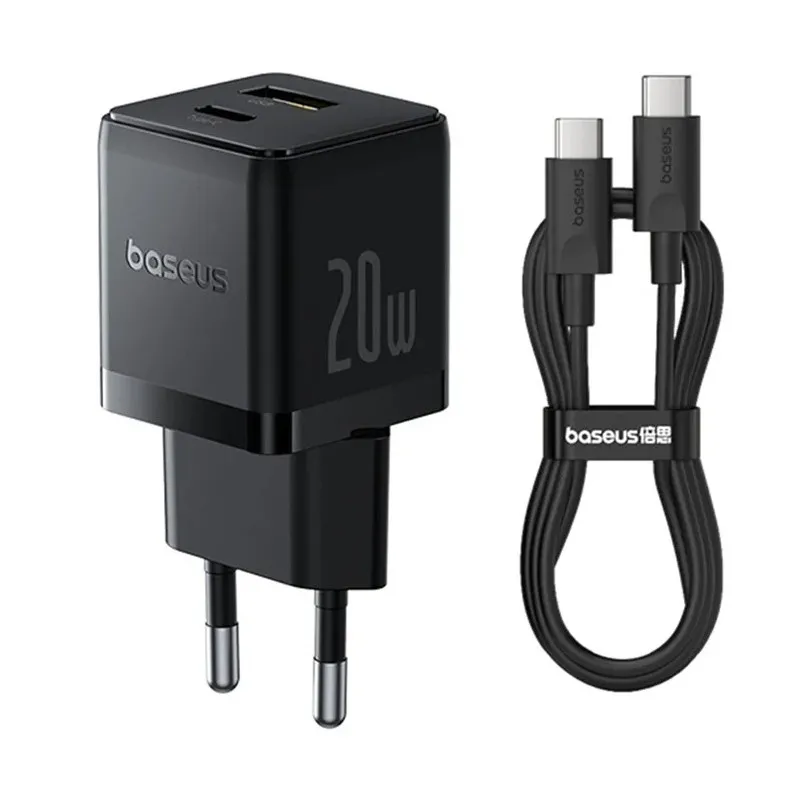 МЗП Baseus Palm Fast Charger PD20W+QC3.0 (1USB-A/1C) + кабель Type-C to Type-C (P10111608) Cluster Black