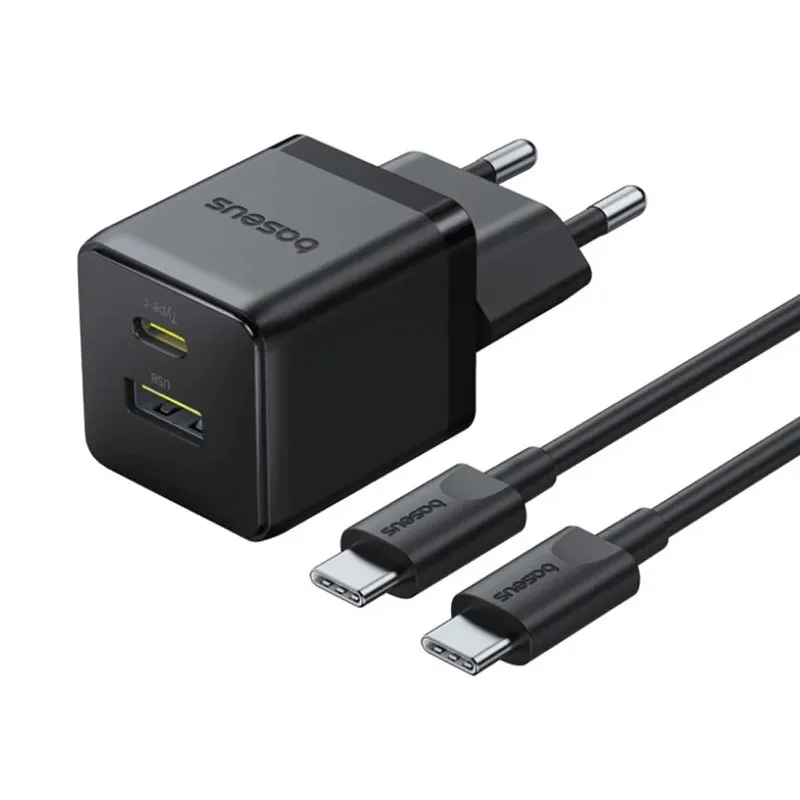 МЗП Baseus Palm Fast Charger PD30W+QC3.0 + кабель Type-C to Type-C Cluster Black