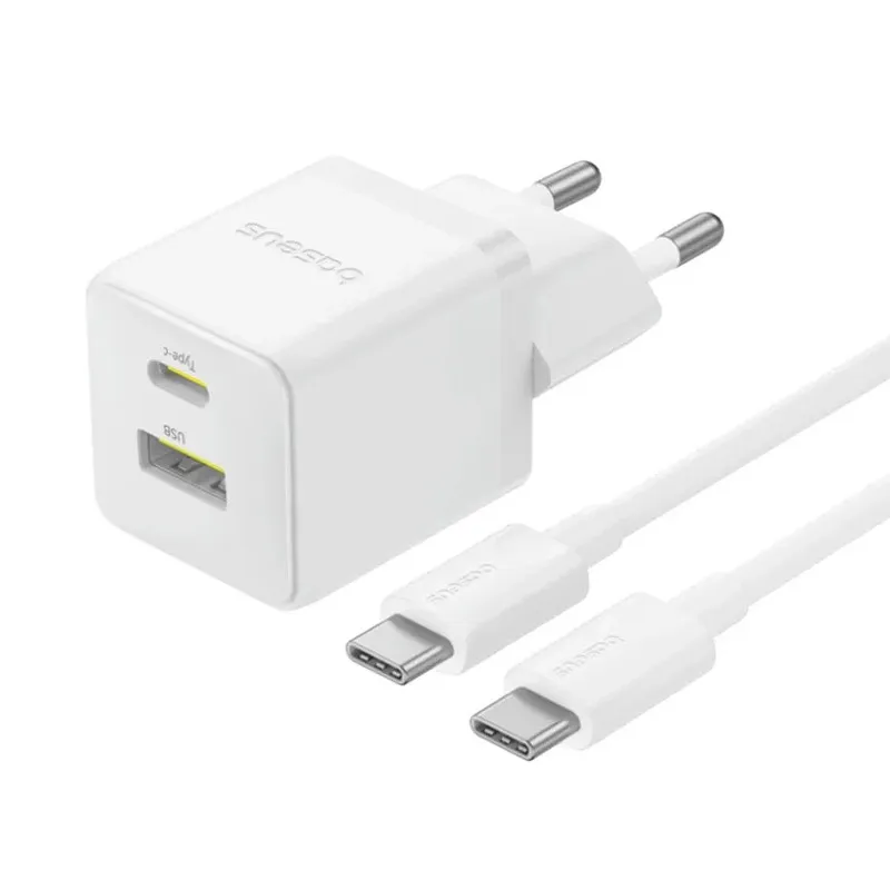 МЗП Baseus Palm Fast Charger PD30W+QC3.0 + кабель Type-C to Type-C Moon White