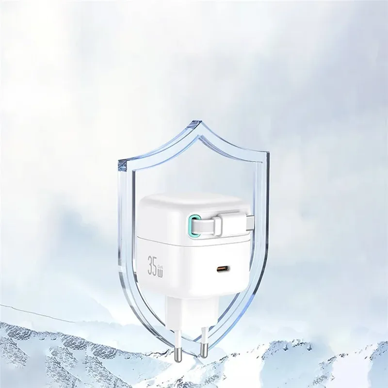 МЗП Usams US-CC202 GaN With Type-C Magnetic Retractable Cable Module XMF Ser. 35W White — фото 7