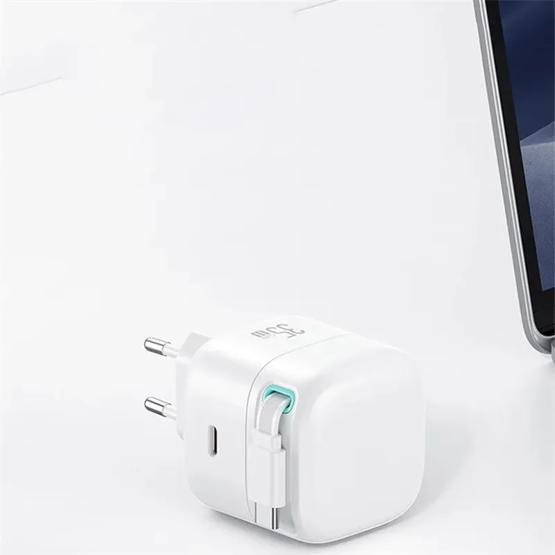 МЗП Usams US-CC202 GaN With Type-C Magnetic Retractable Cable Module XMF Ser. 35W White — фото 8