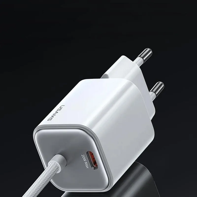МЗП Usams US-CC261 GaN JC Ser. 20W + кабель Type-C to Type-C White — фото 2
