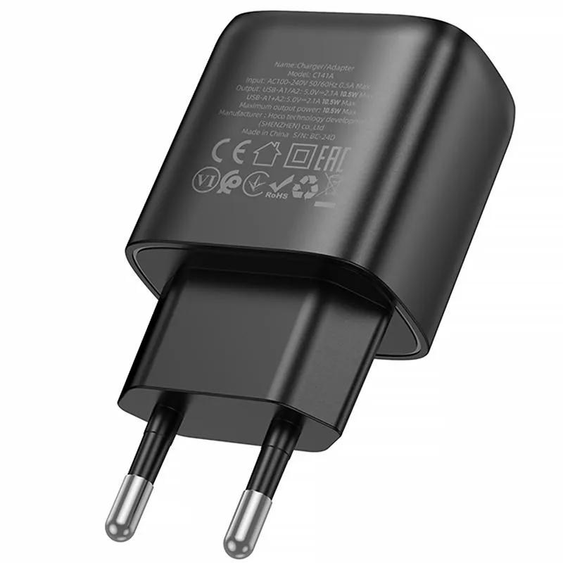 МЗП Hoco C141A Smart 2.1A Black — фото 2