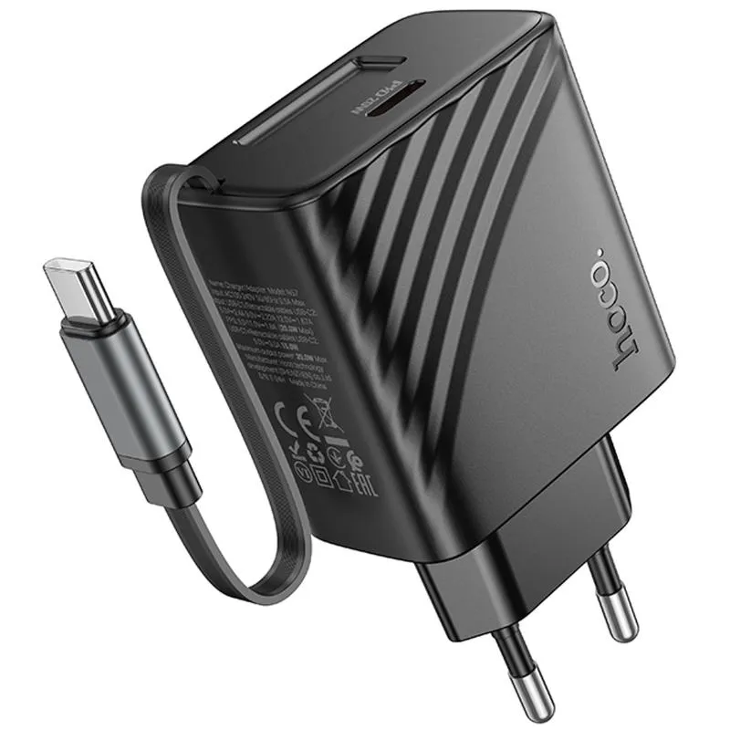 МЗП Hoco N57 Full PD20W with retractable cable Type-C Black — фото 3